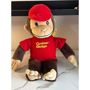 Curious George Plush Monkey Stuffed Animal Red Shirt and Hat Brown 12 Inch